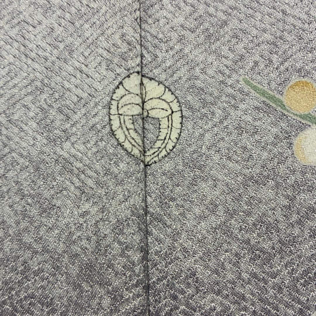 D302 訪問着 花模様 友禅 一つ紋 正絹 着物 袷 しつけ糸付き未使用極美