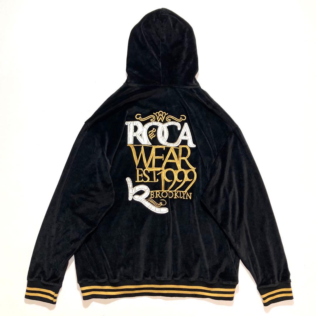 90s ROCA WEAR ベロア ジャージ セットアップ XL 黒 ゴールド - メルカリ
