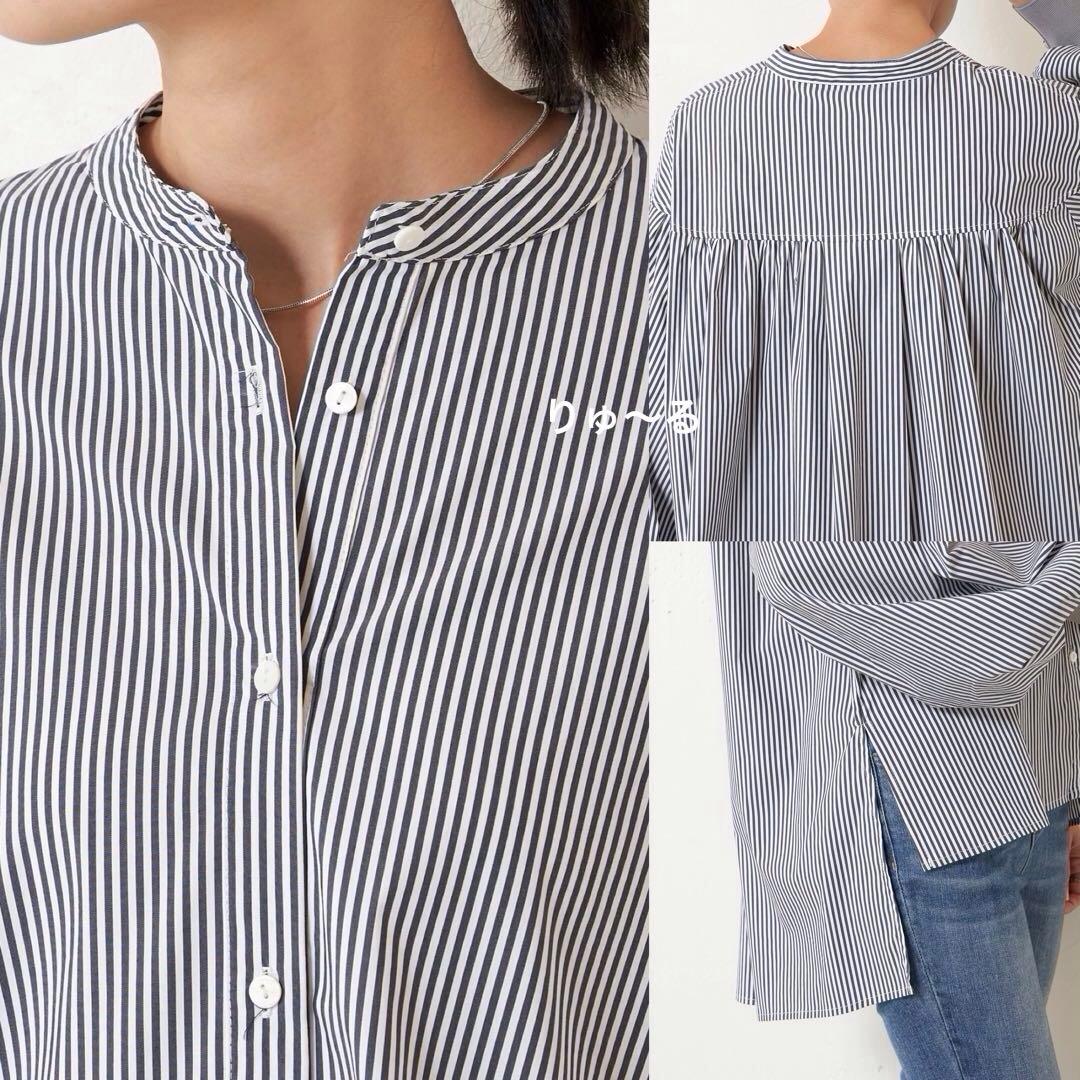 25AW⭐️1回短時間⭐️ビアズリー ソデリブフルアシャツ ストライプ