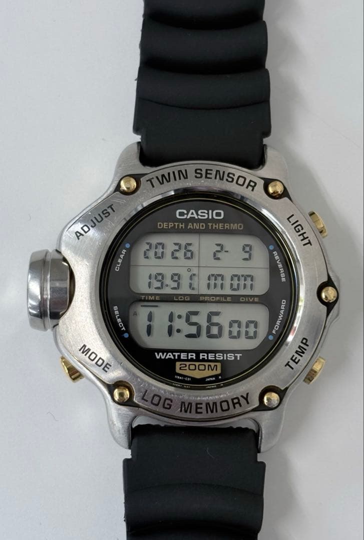 カシオ DEP-600 (Module 970) ダイバー CASIO DEP-600 XL Module (970) 200M Vintage Diver Watch Temp