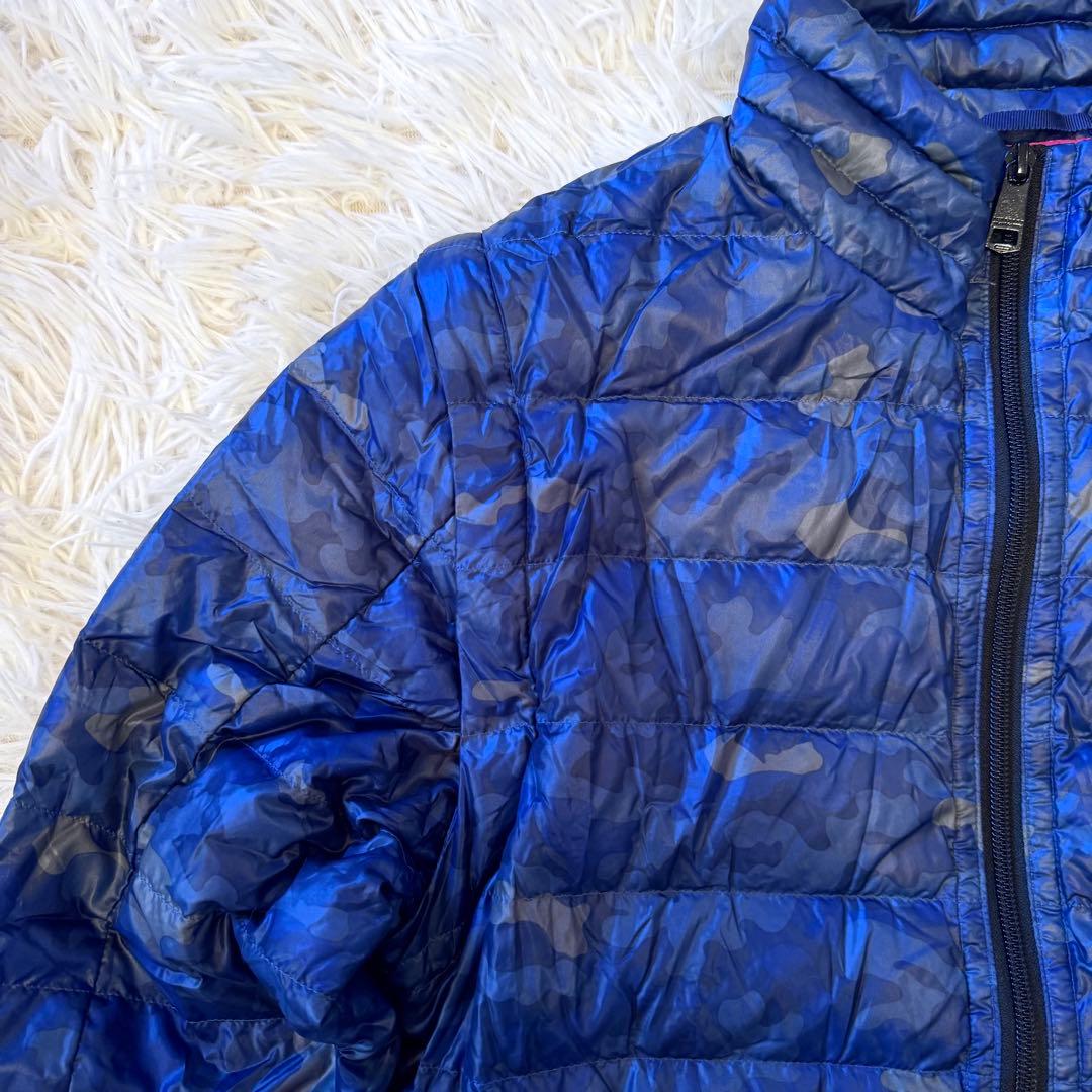 バーバリー ブラックレーベル 迷彩 ダウンジャケット 2way 袋付 M紺