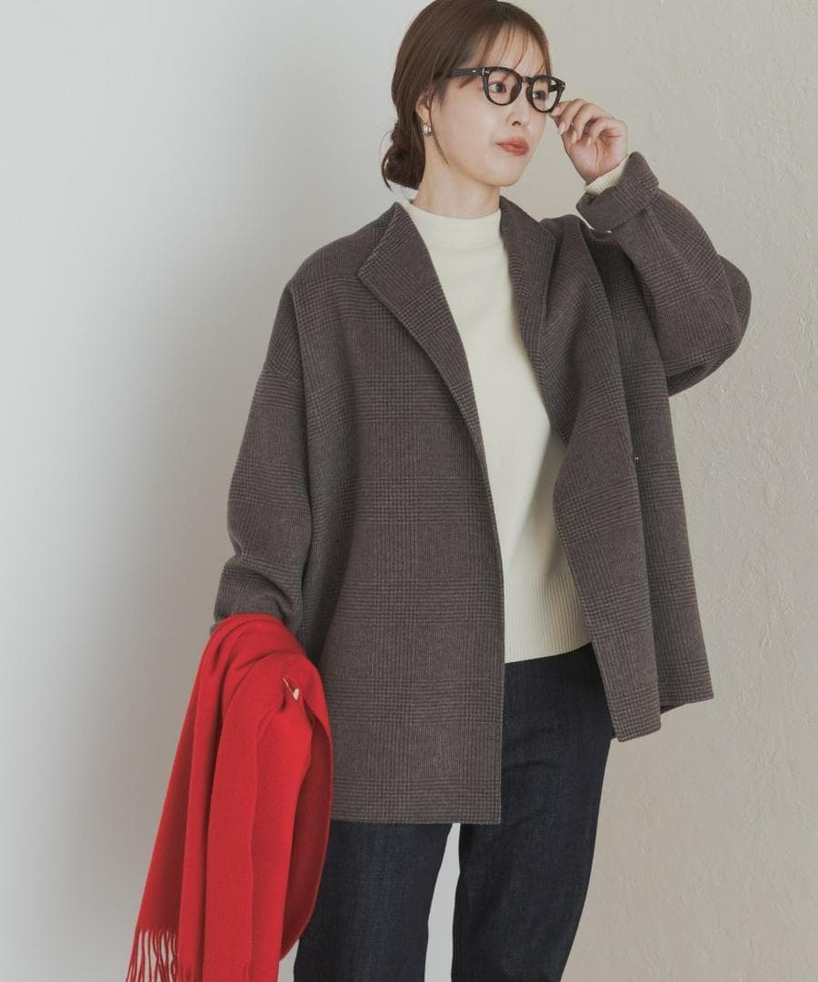 新品◆DOORS◆ウールリバーミドルガウンコート《BROWNCHECK》ドアーズ