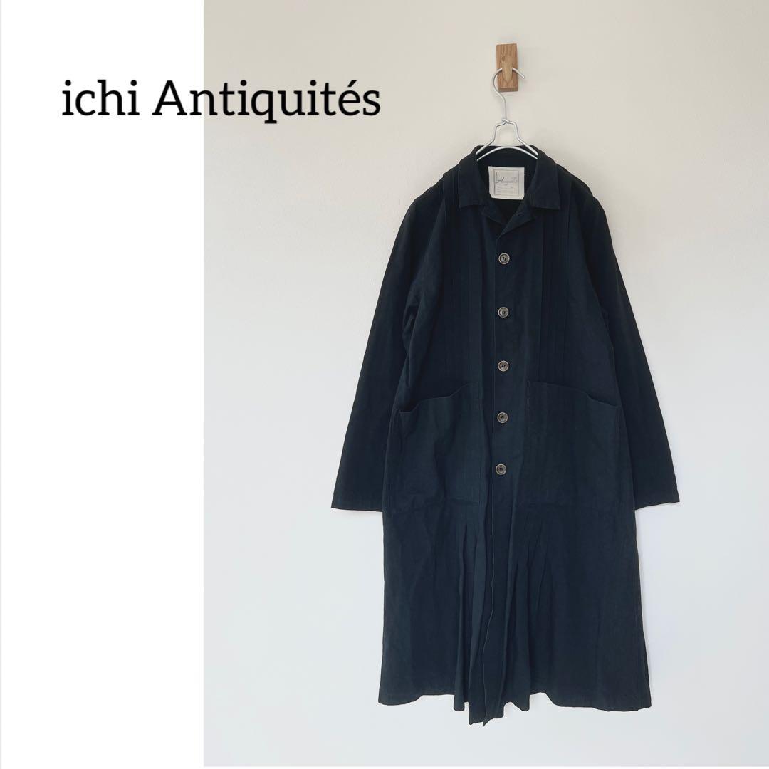 ICHI Antiquites イチアンティークス 綿麻ピンタックロングコート