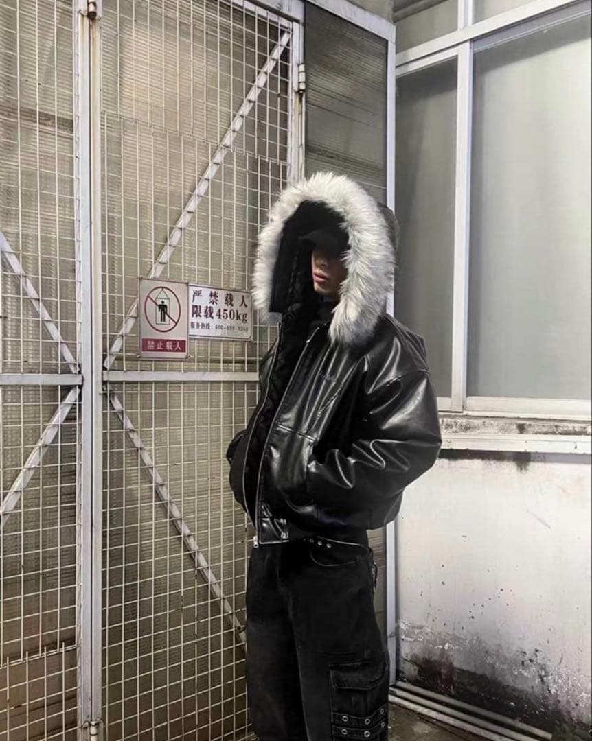 Y2K fur leather down Parker ファー着脱可能 - メルカリ