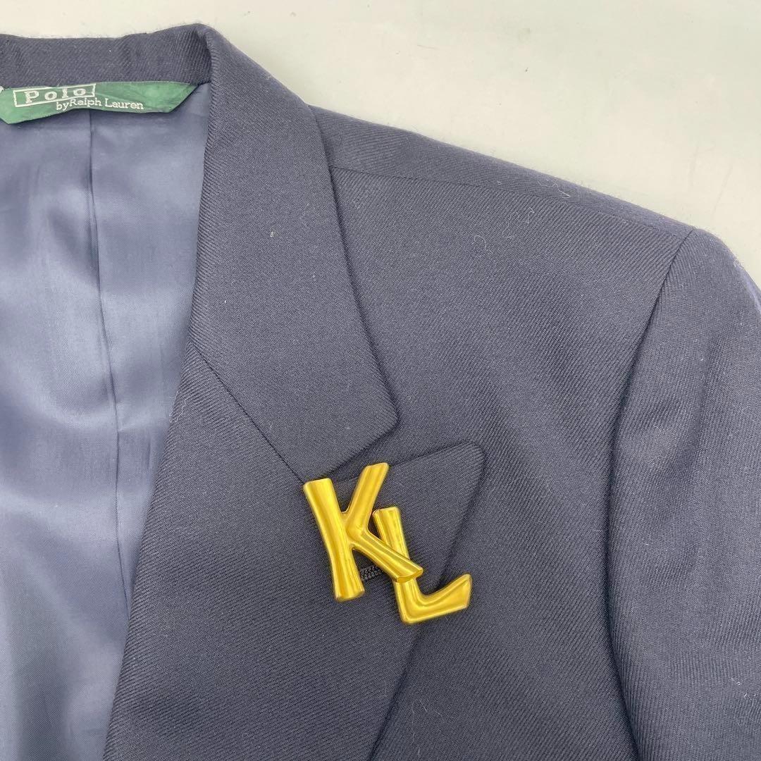 美品】カールラガーフェルド ロゴブローチ KL ゴールド メッキ ☆Q3