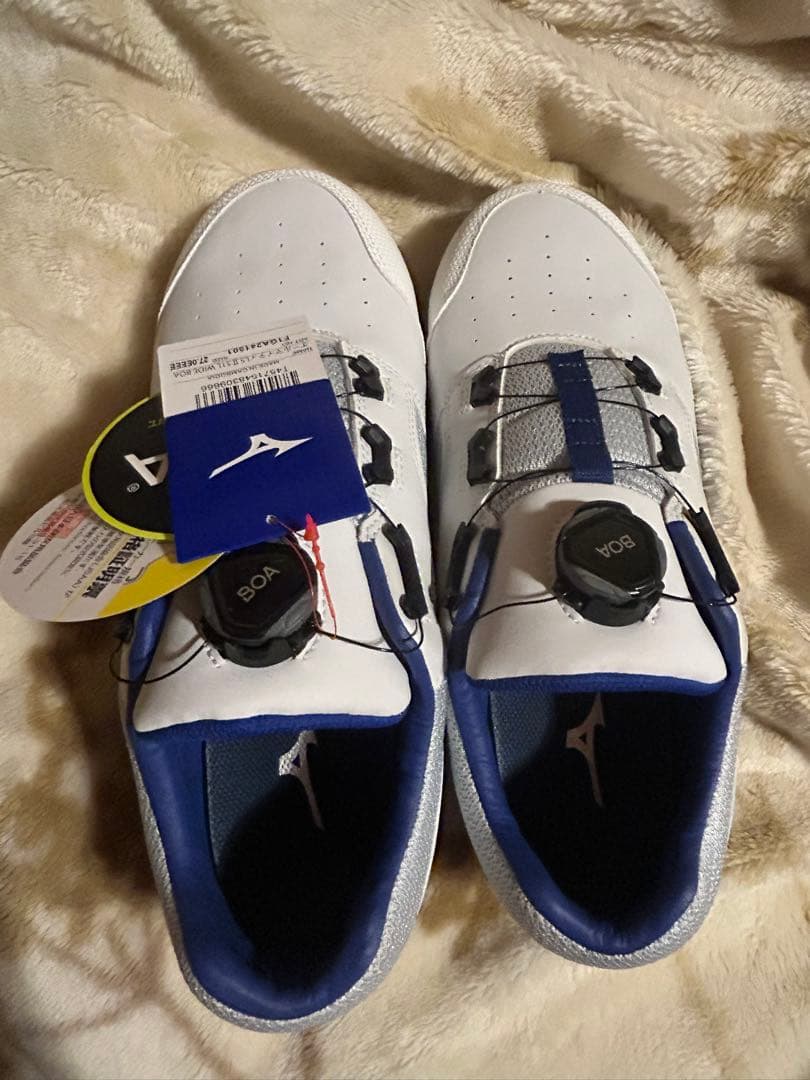 【新品未使用】　Mizuno BOAスポーツシューズ ホワイト/ブルー 安全靴・作業靴 BOA ローカット ミズノMIZUNO f1ga2415【サンワーク本店】