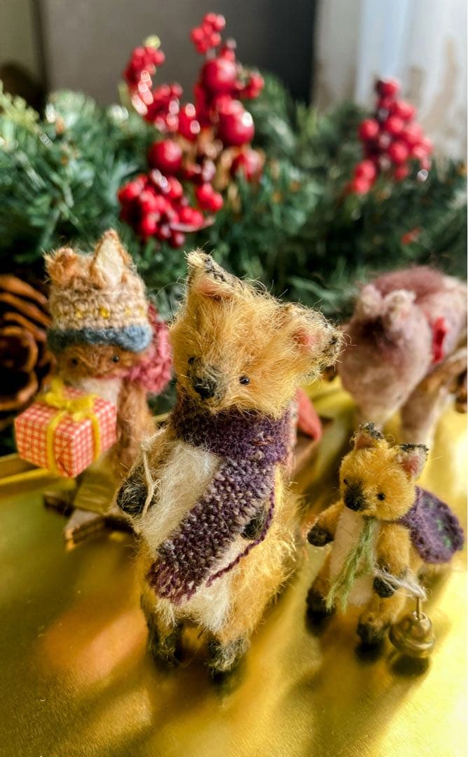 moriのえほん×三浦こずえコラボ作品　クリスマスの準備　ミニチュア　ぬいぐるみ