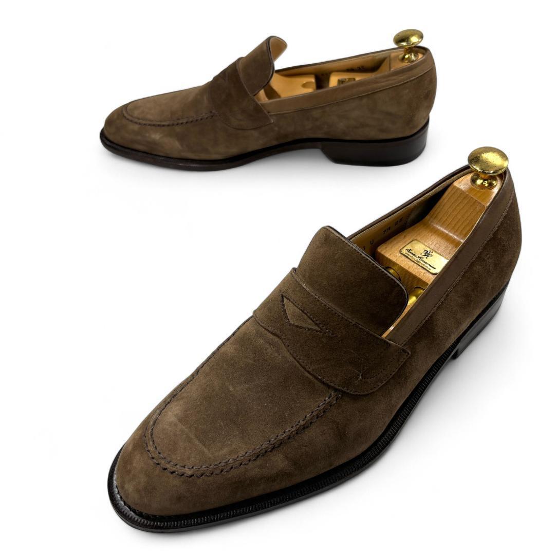 【美品】フェラガモ ローファー 茶 7.5EE 約25.5cm スエード