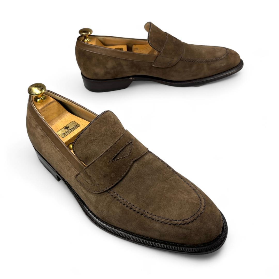 【美品】フェラガモ ローファー 茶 7.5EE 約25.5cm スエード