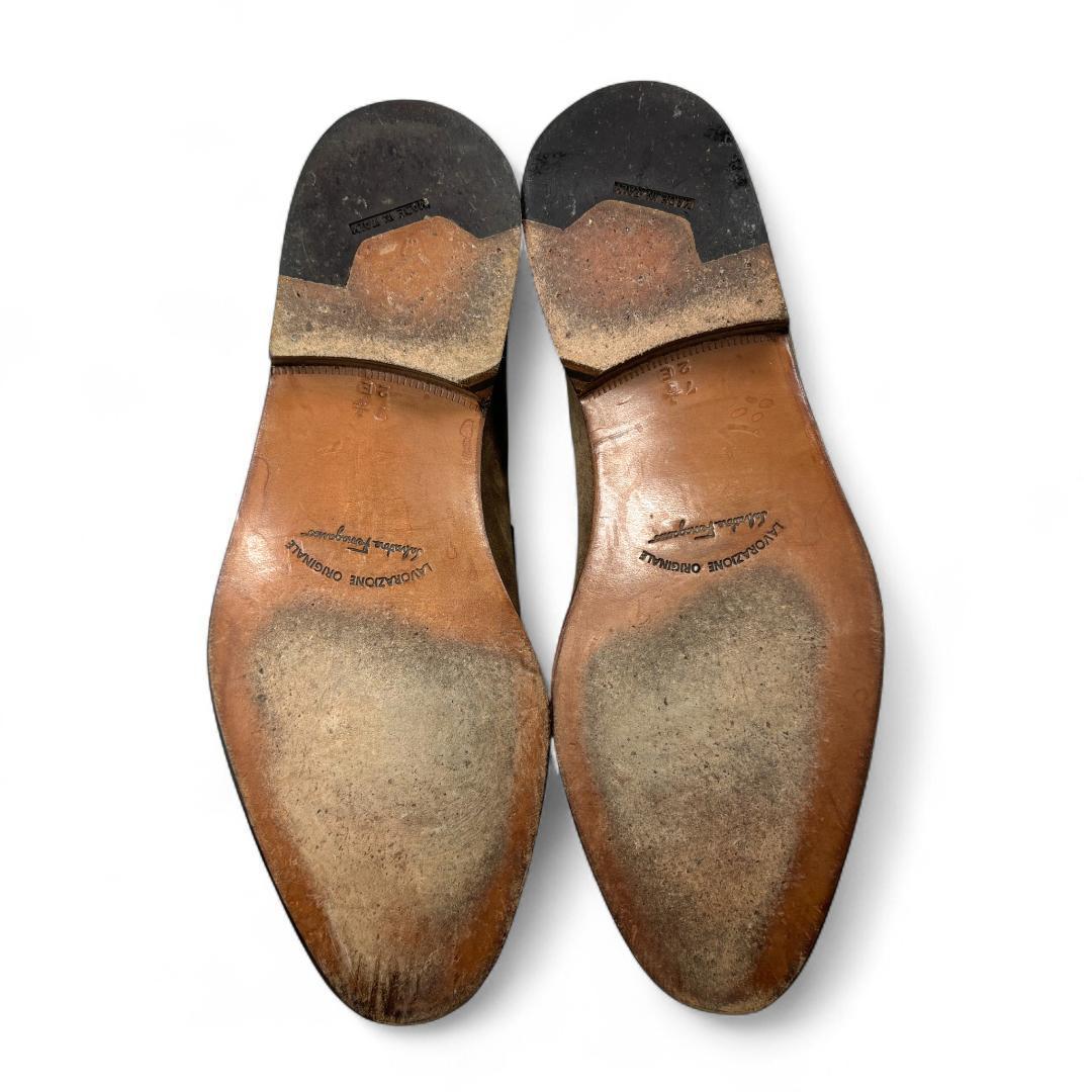 【美品】フェラガモ ローファー 茶 7.5EE 約25.5cm スエード