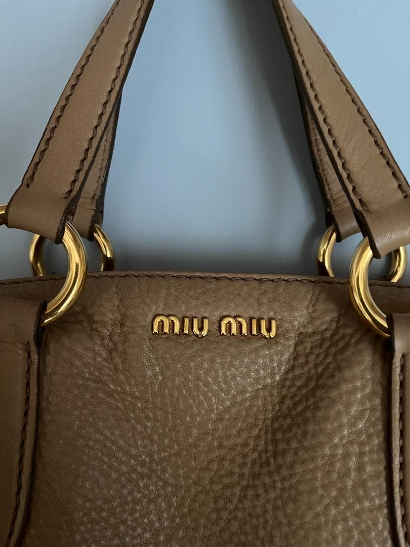 MIUMIU ミュウミュウ 2WAY ハンドバッグ レザー レディース ベージュ