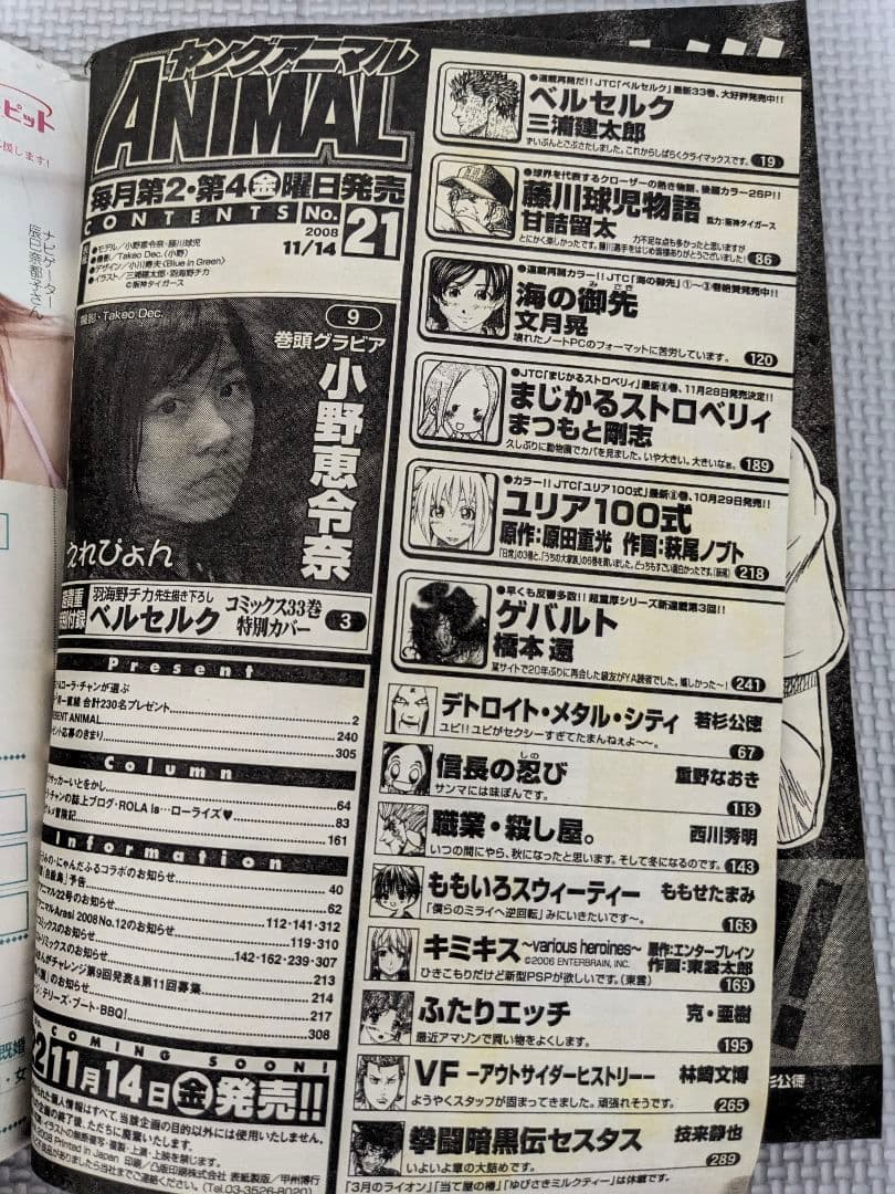 激レア ヤングアニマル 2008年 21号 ベルセルク 特別カバー付き 大人気