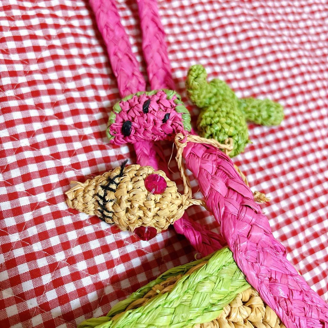 新品未使用】ツモリチサト＊籠バッグ＊スイカ＊カラフル＊ビーズパール