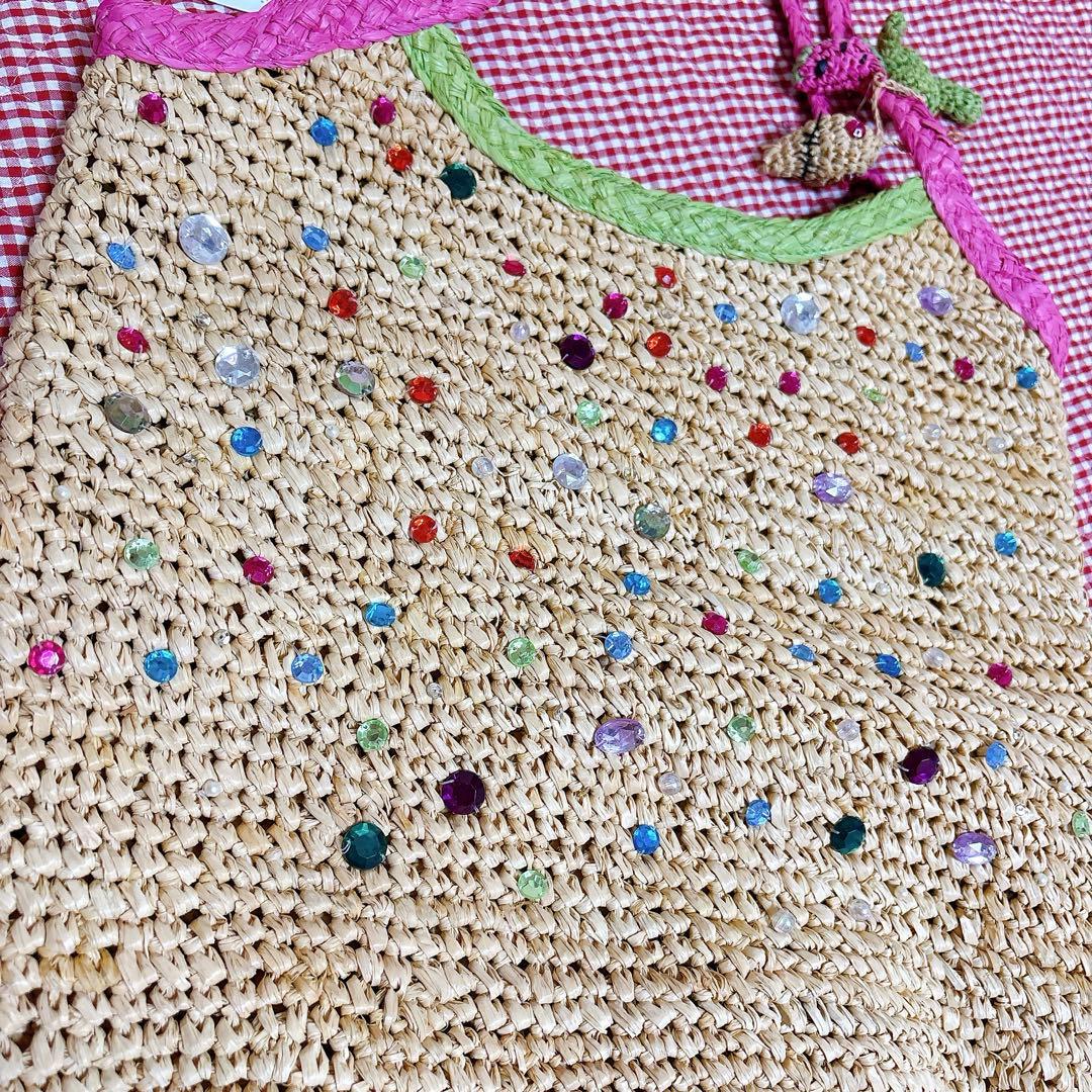 新品未使用】ツモリチサト＊籠バッグ＊スイカ＊カラフル＊ビーズパール