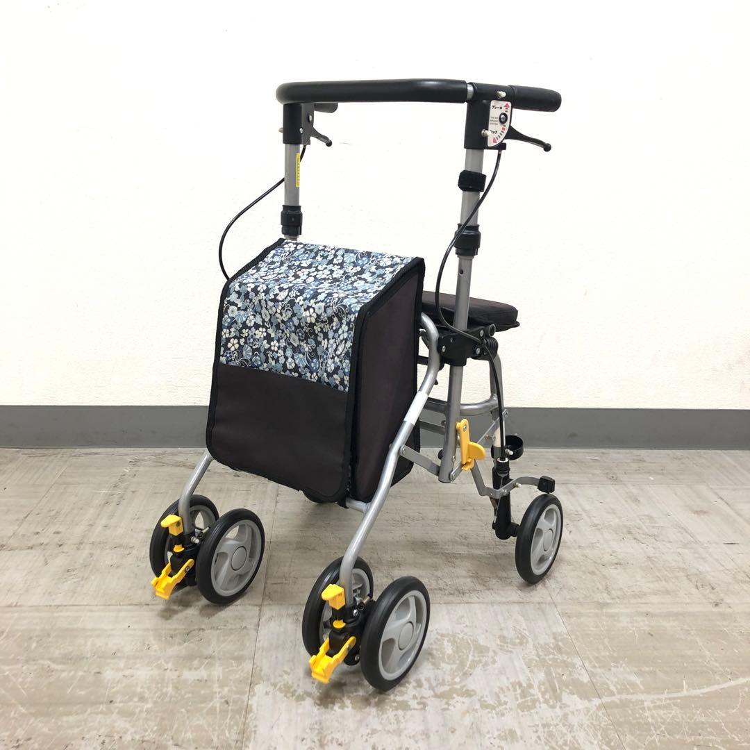 島製作所　歩行車　シンフォニーSPスリム　花柄紺 シンフォニー SPスリム 花柄紺 ｜ シルバーカー・歩行器,歩行器・歩行