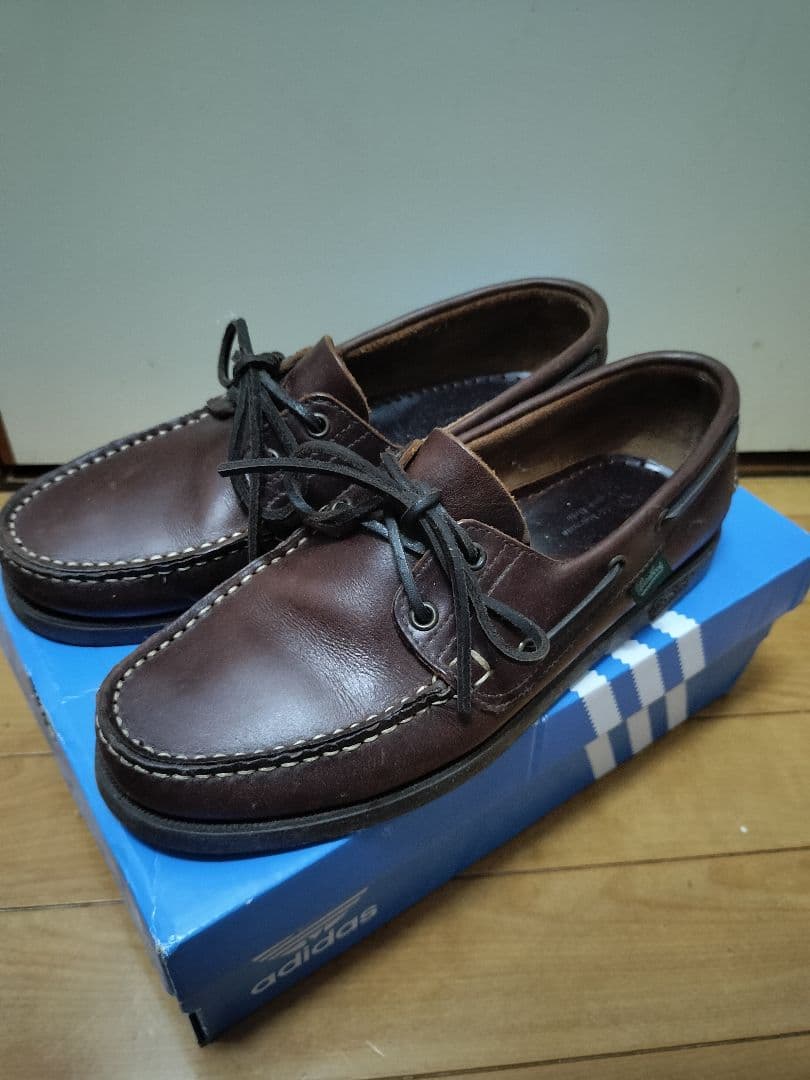 paraboot barth ブラウンレザー デッキシューズ UK6.0 Paraboot（パラブーツ） PARABOOT BARTH バース デッキシューズ