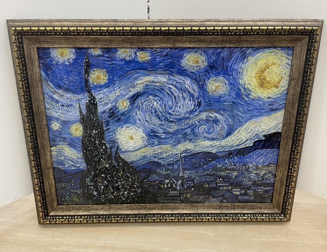水晶絵 ゴッホ 「星月夜」 アートパネル クリスタル 立体 絵画 アート