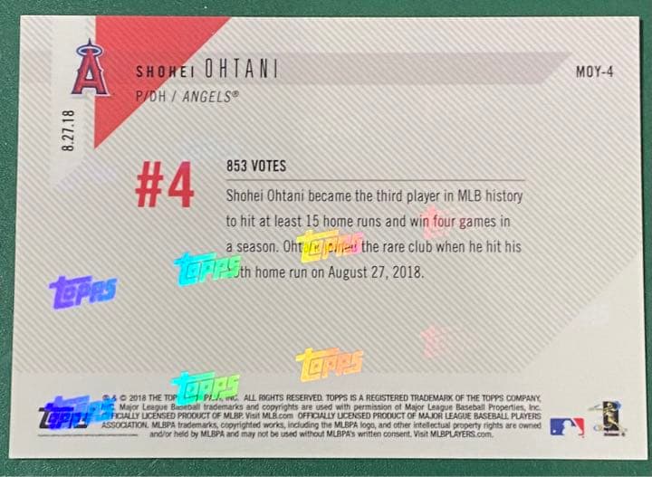 大谷翔平ToppsNow2018MOMENT OF THE YEAR MOY-4