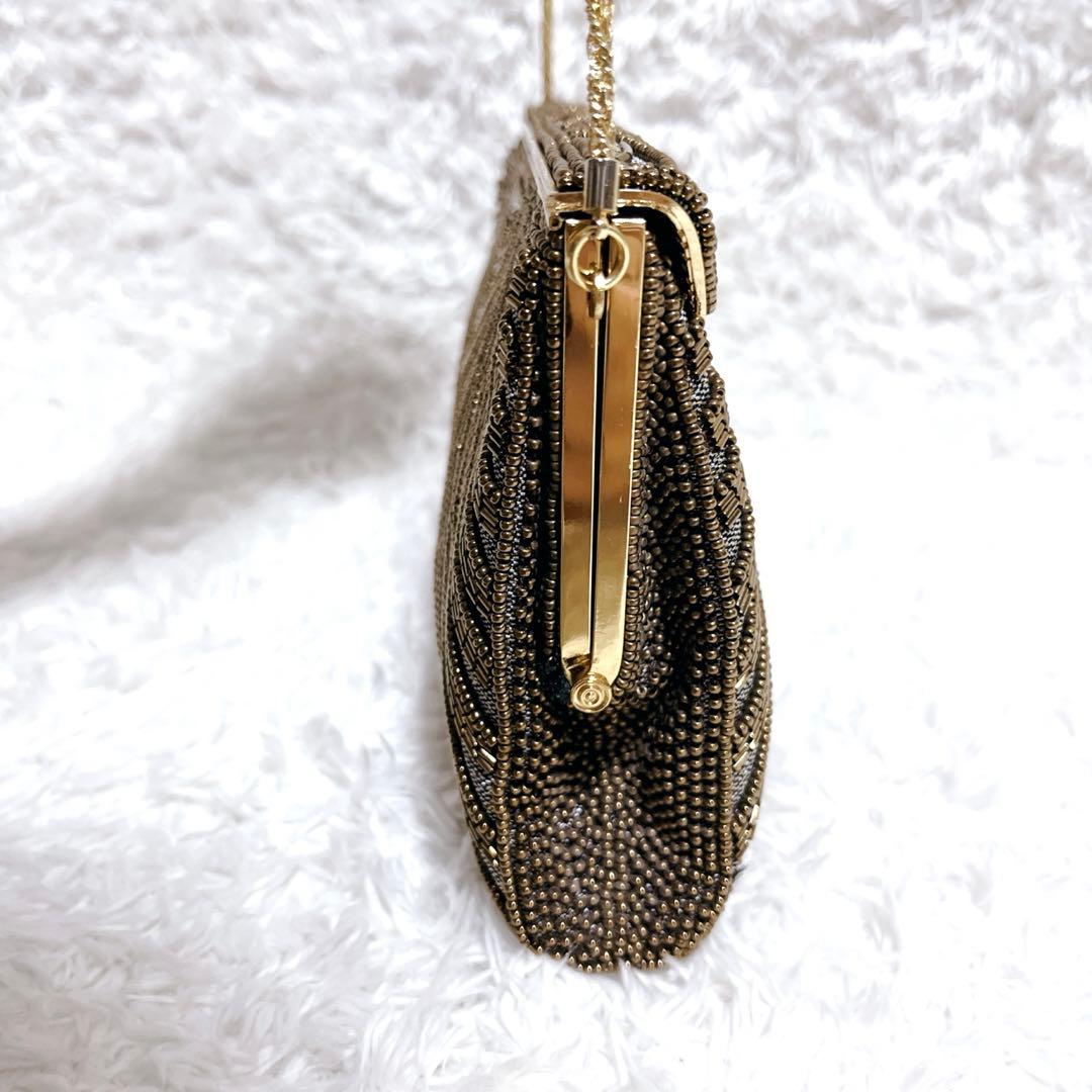 極美品✨Lumy ルミー はしもと ビーズバッグ 皇室御用達 ゴールド