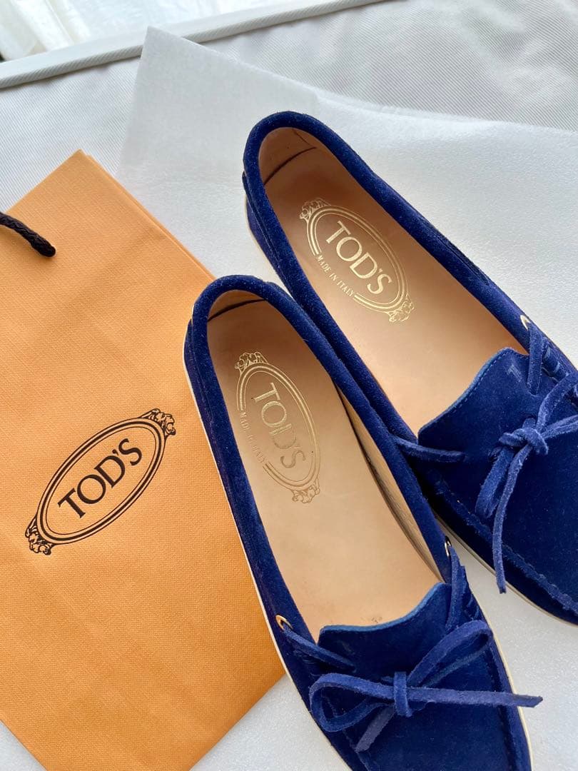 TOD'S ネイビー ローファー スエード 37 23.5cm