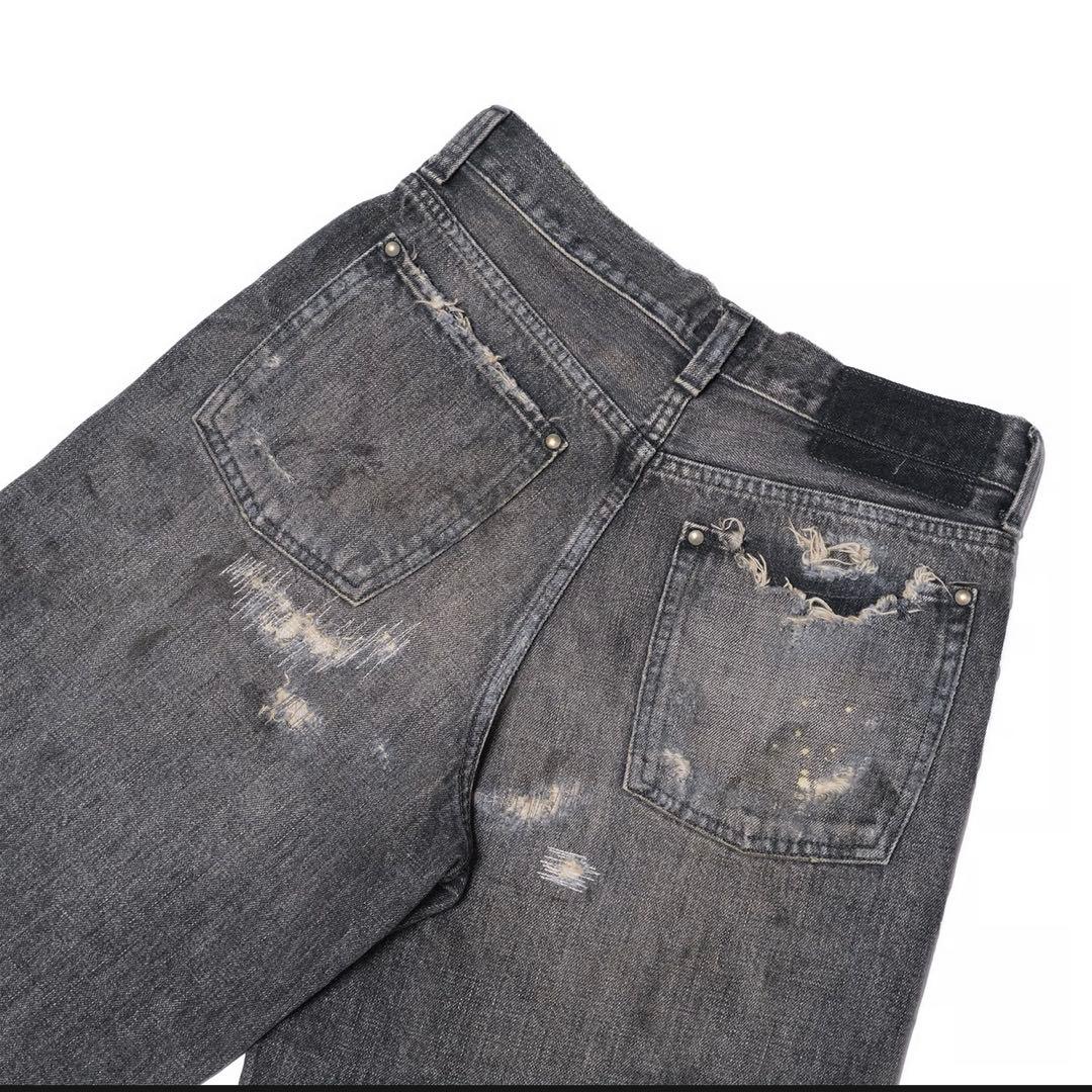 M TSY RIPPED WIDE STRAIGHT DENIM BLACK