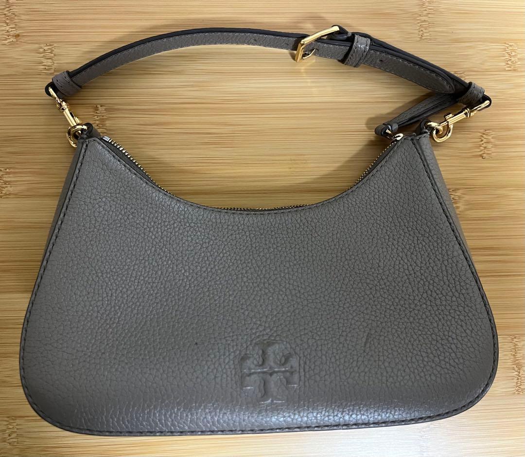 TORY BURCH グレー レザー ショルダーバッグ - メルカリ