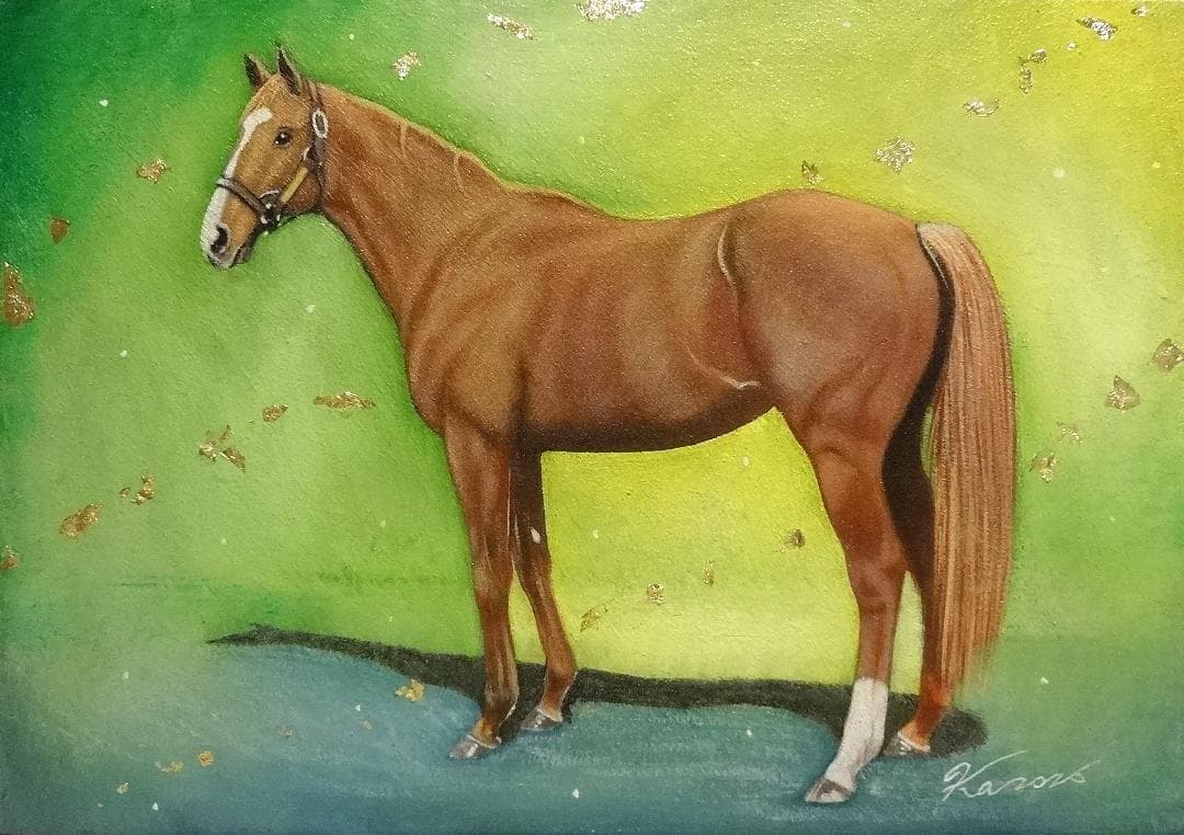 上鈴木正一 油彩画 B4『オルフェーヴル9』新作原画 超オススメの作品