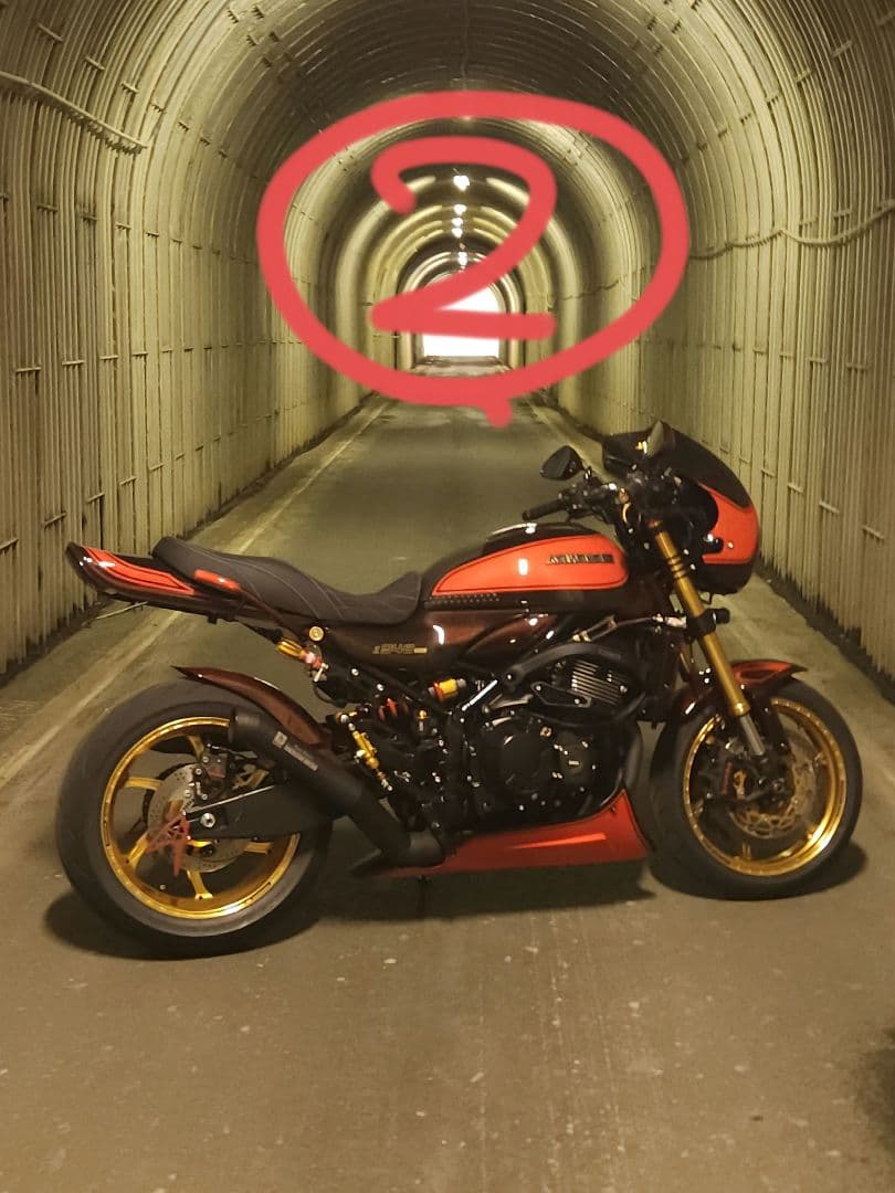 z900rs OHLINSリアサス 赤/金 オーバーホール済（アルマイト加工