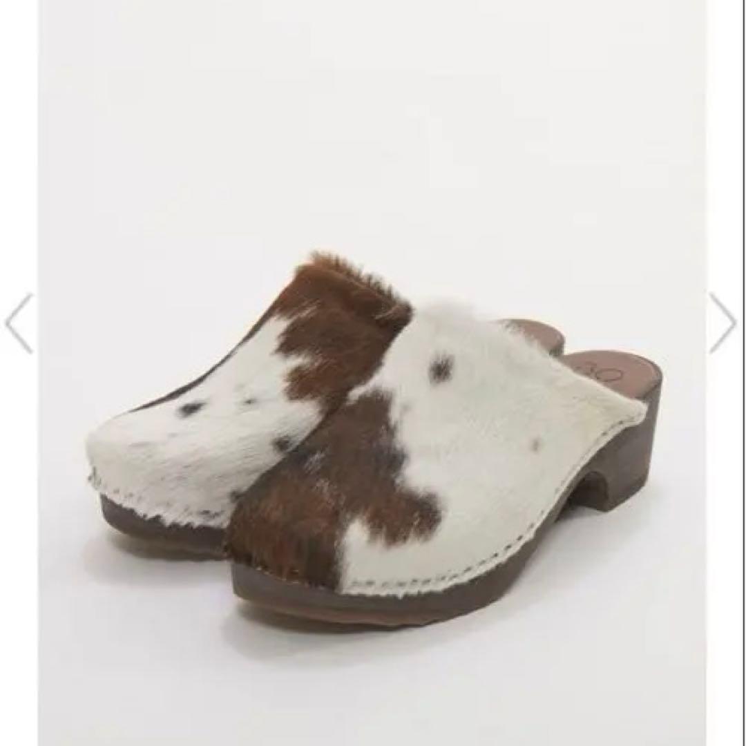 BOSABO 牛革サボ ハラコ troentorp ブラウン・ホワイト BOSABO