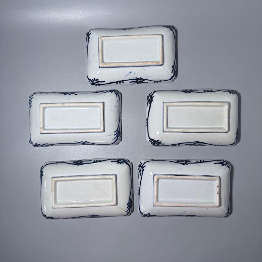 幕末〜明治期 上手 色絵風景画長皿 五客 絢爛豪華 緻密な