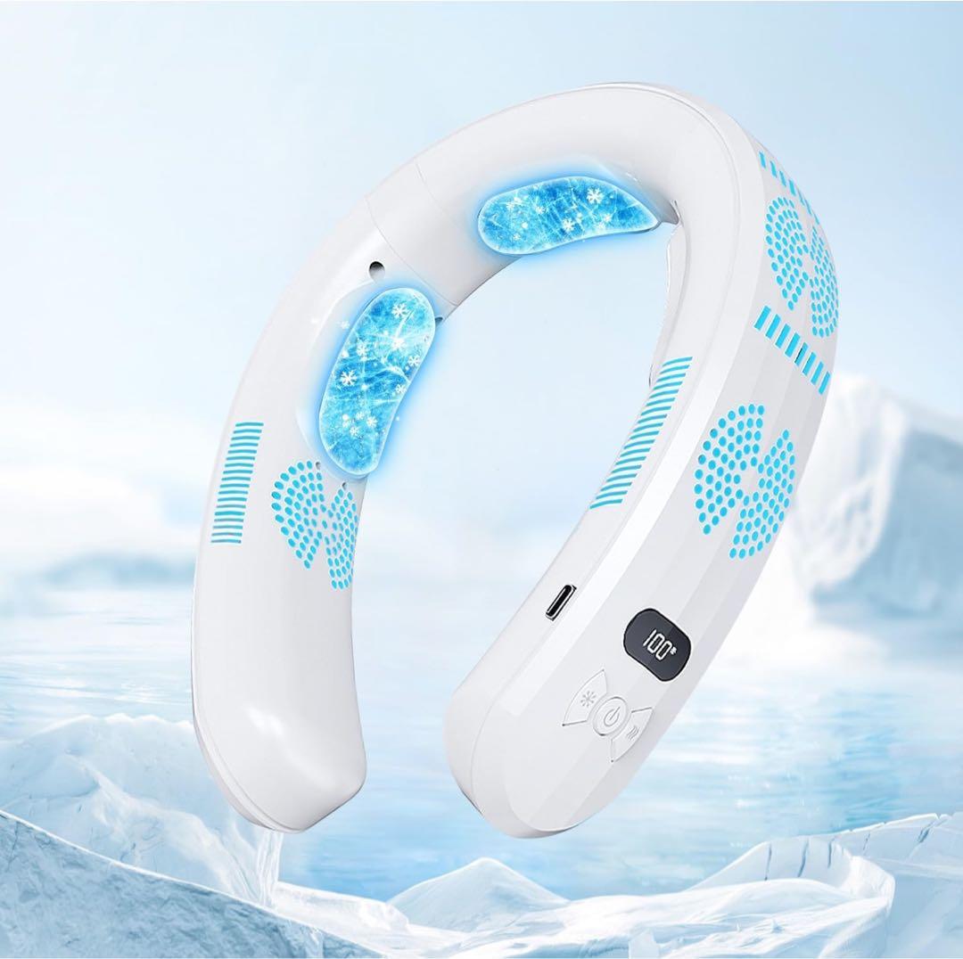 ネッククーラー ネックファン 扇風機 ホワイト 温冷8000mAh 軽量