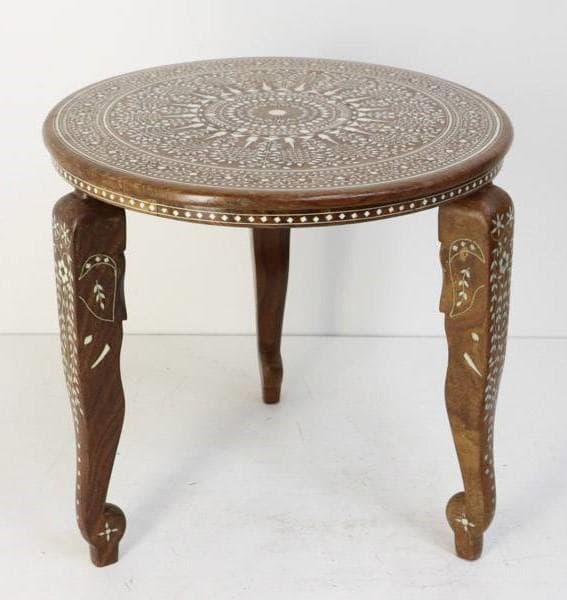 インド製 インディアンローズウッド無垢材 細密 象嵌細工 サイド