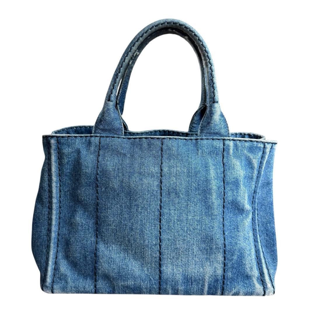 良品✨プラダ PRADA カナパ S トートバッグ デニム ブルー 三角ロゴ