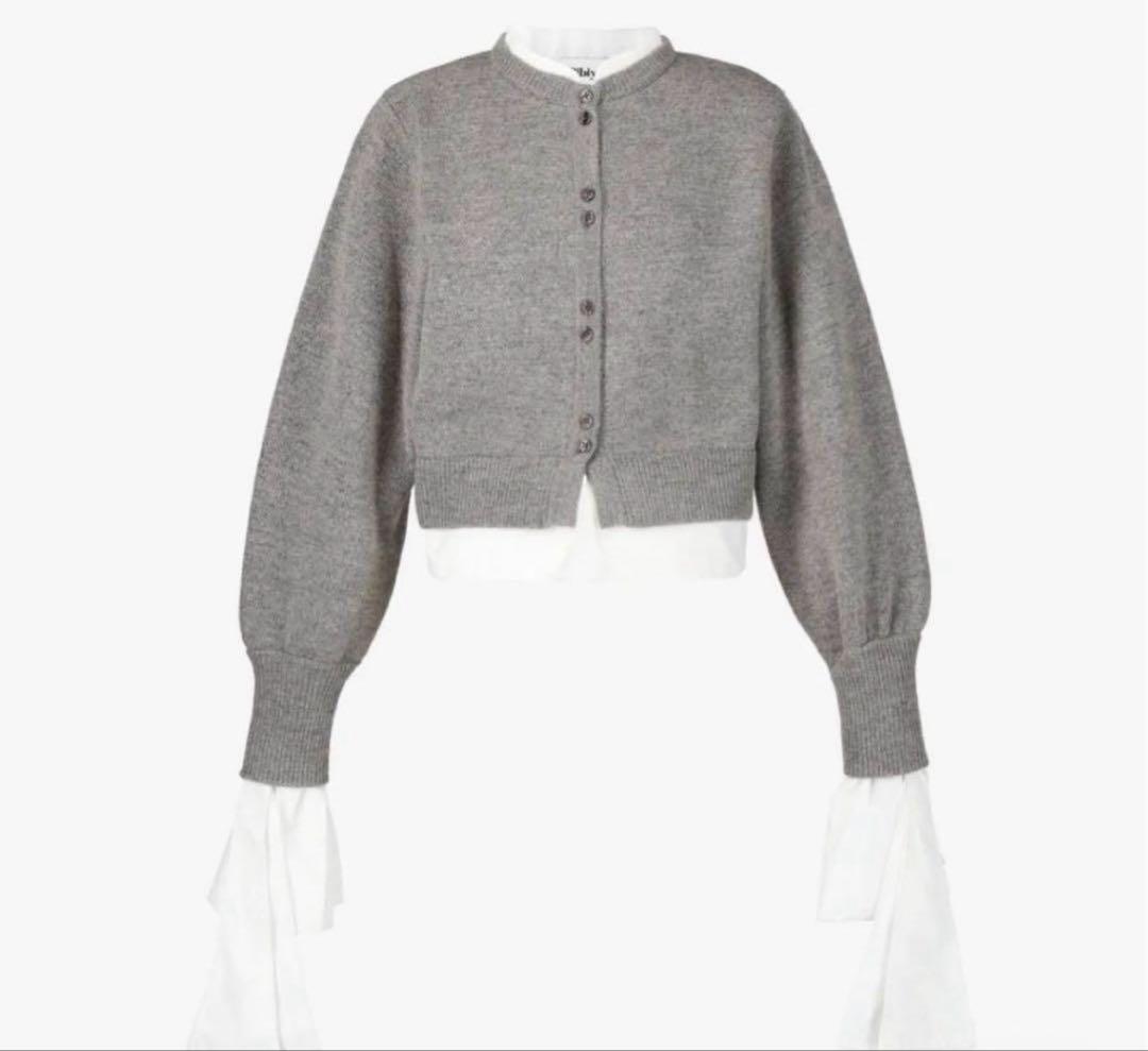 Bibiy グレー リボン付きカーディガンの通販はau PAY マーケット