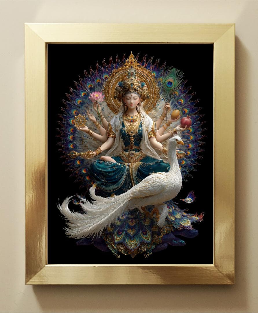 460【孔雀明王】吉祥孔雀の加護と除毒光【神仏画・風景画】 - メルカリ