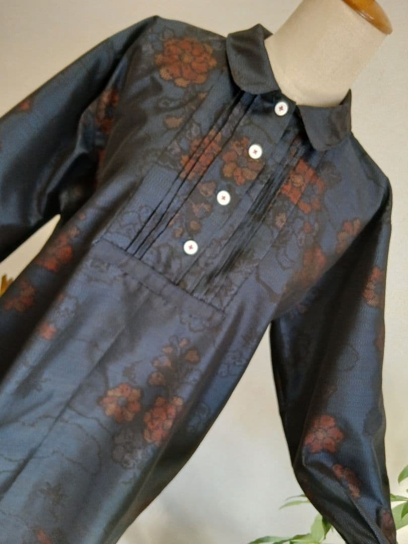 着物リメイク☆本場大島紬反物から☆ワンピース☆&ポシェット - メルカリ