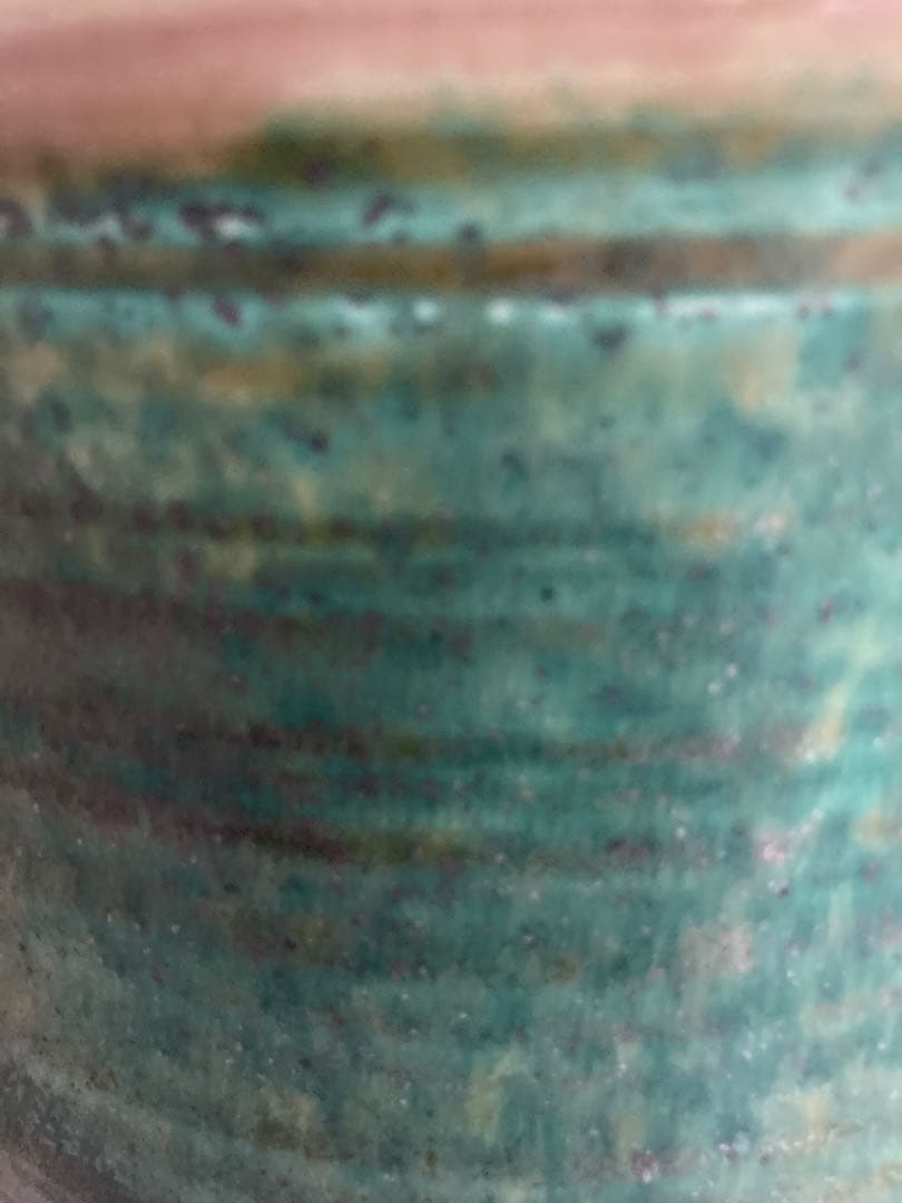 吉峰窯　志賀忠吉（吉峰）作 緑釉花生　大きいサイズ　花差し花瓶壺窯共箱しおり付き