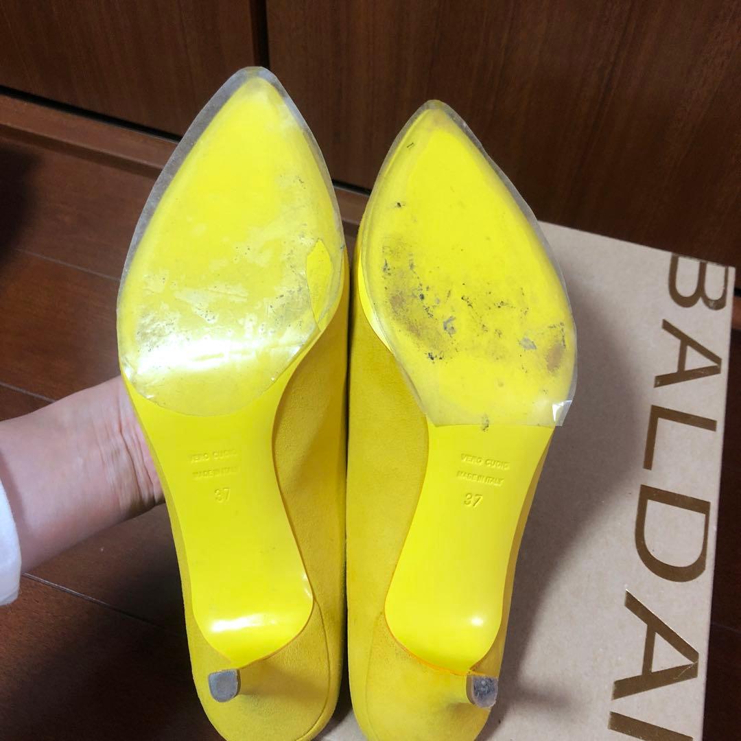美品 BALDAN 37 イエロー 5cmミュール パンプス サンダル