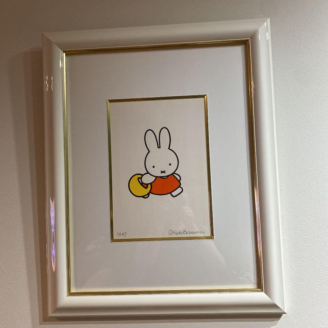 ミッフィー　シルクスクリーン Yahoo!オークション - 秀品 「ミッフィーシルクスクリーンポスター 額