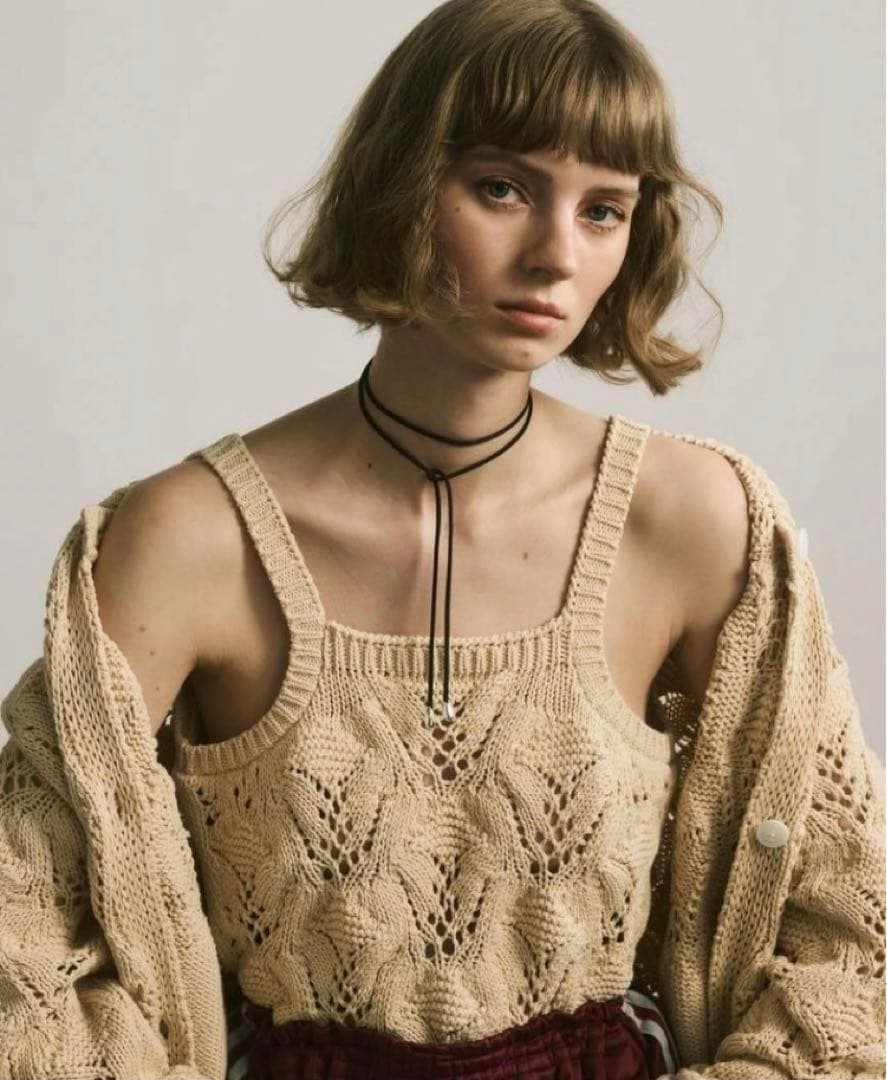 6 ROKU LILY YARN SUKASHI KNIT CAMISOLE 6 ROKU LILY YARN SUKASHI