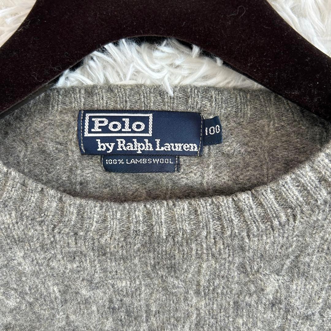 ポロ ラルフローレン ニット ウール100％ レディース L 大きめ グレー