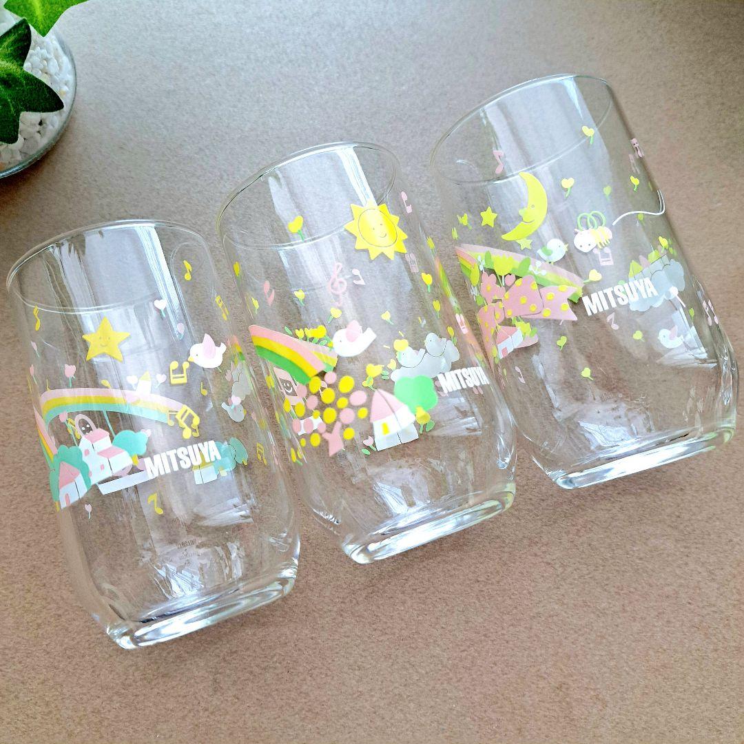 三ツ矢サイダー☆ノベルティ☆昭和レトロ☆ファンシーグラス3個セット