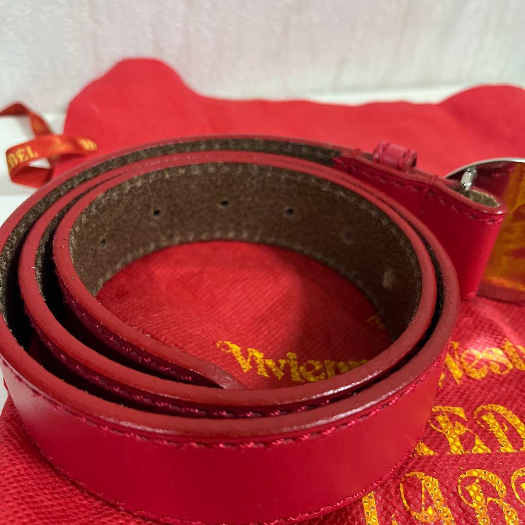 vivienne Westwoodバックル ベルト シルバー レッド レザー - メルカリ