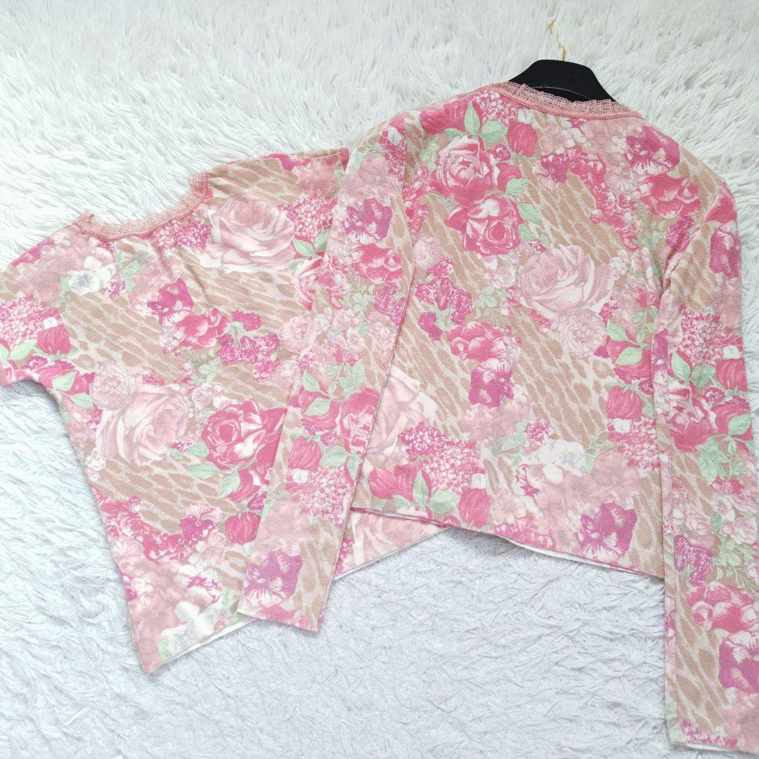 ブルマリン】アンナモリナーリ花柄アンサンブル レース 薔薇 ピンク