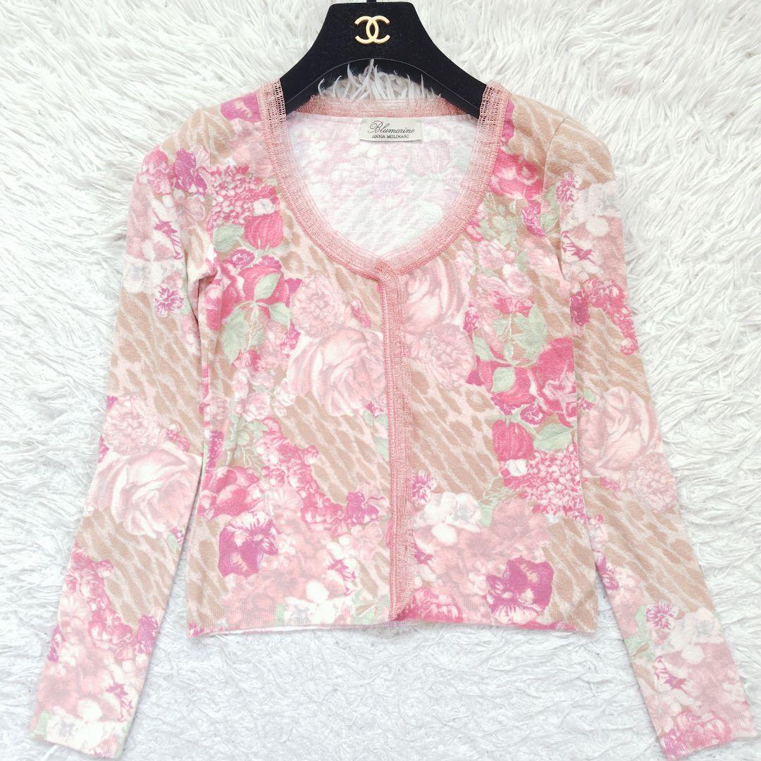 ブルマリン】アンナモリナーリ花柄アンサンブル レース 薔薇 ピンク