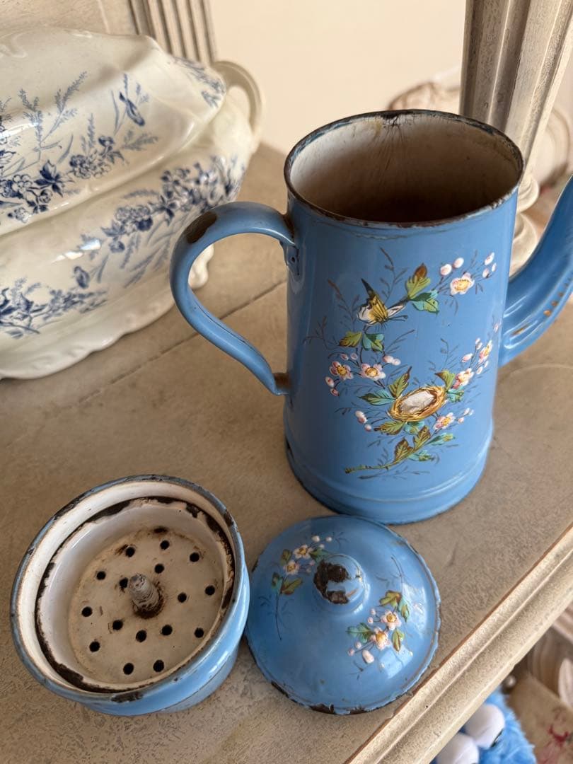 フランスアンティークエトワール社レア！小鳥と小鳥の巣ハンドペイント