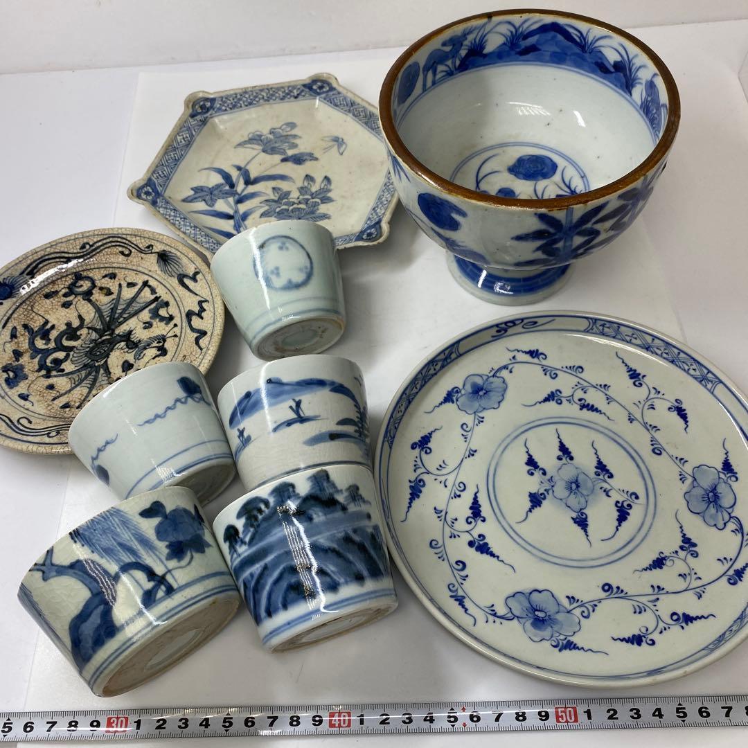 古伊万里　染付盃洗　中皿　蕎麦猪口色々　9点タコサ　東さ7-0323② 古伊万里 染付盃洗 中皿 蕎麦猪口色々 9点タコサ 東さ7-0323② - メルカリ