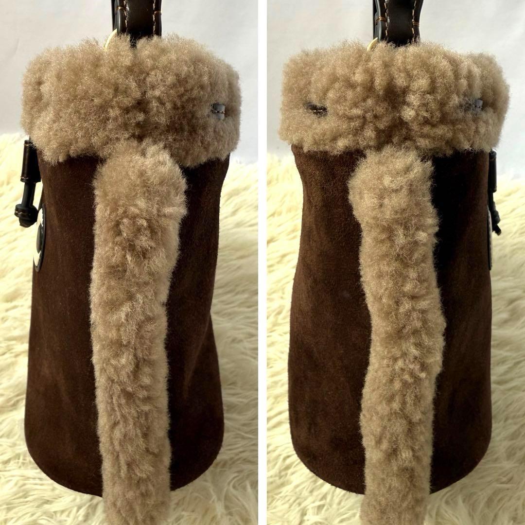 極美✨アニヤ アイズ 巾着 ハンド ショルダーバッグ ボア スエード