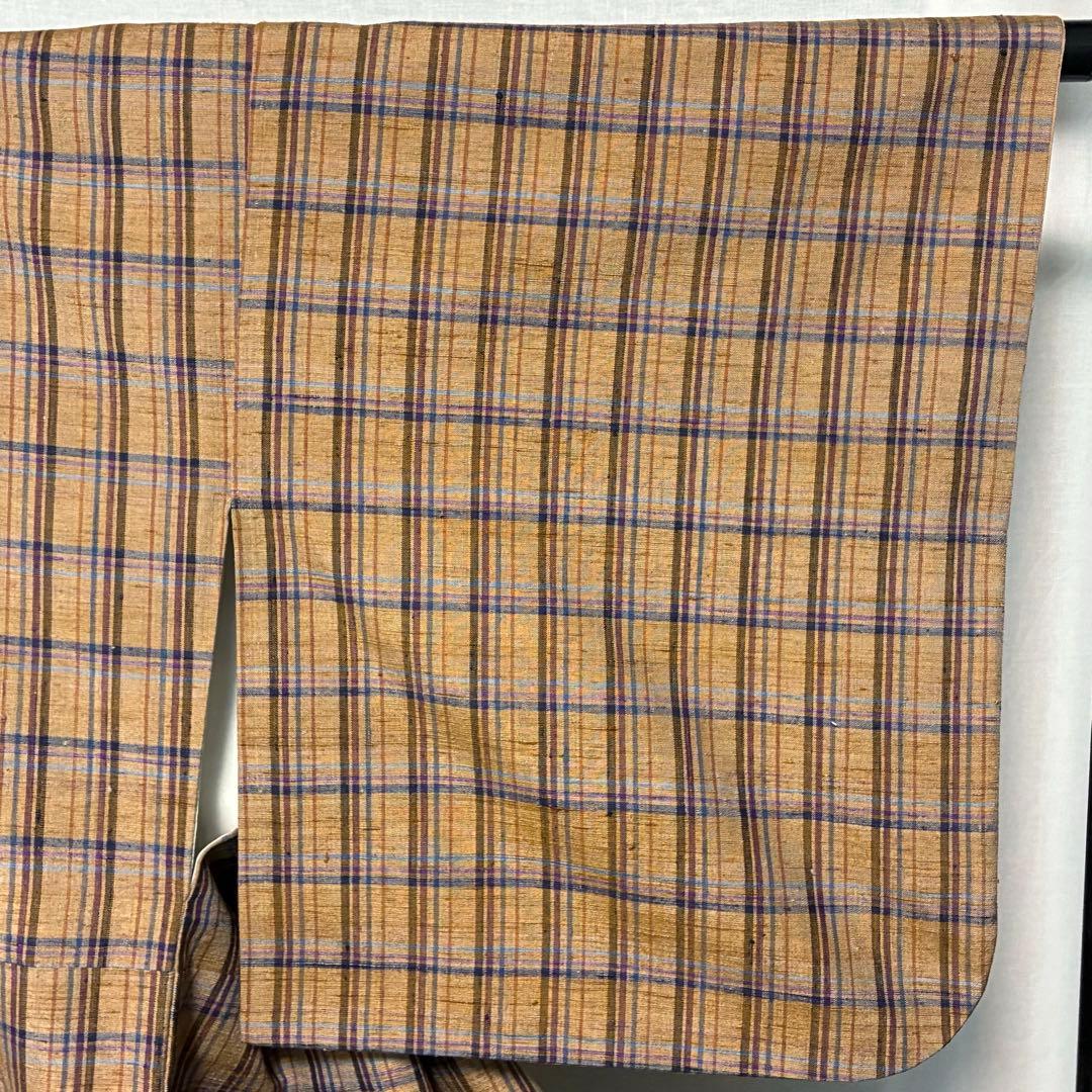 D152 郡上紬 格子柄 チェック 正絹 着物 袷 極美品 - メルカリ