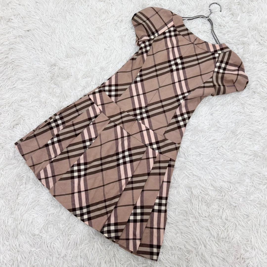 バーバリーブルーレーベル ワンピース ノバチェック フレンチスリーブ